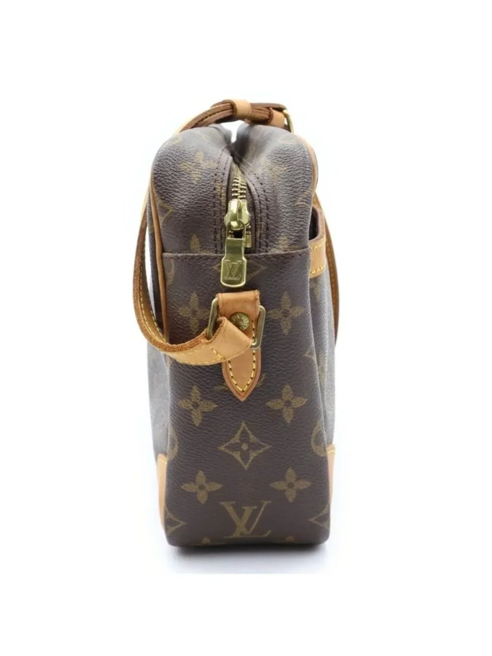Louis Vuitton Monogram Shoulder Bag Brown Leather Gold